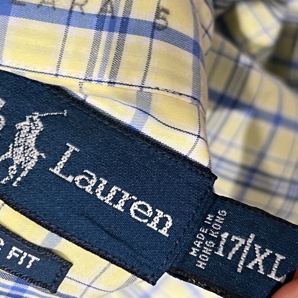 Polo Ralph Lauren Shirt Plaid Long Sleeve Button Down Yellow Shirt Mens - Picture 4 of 6
